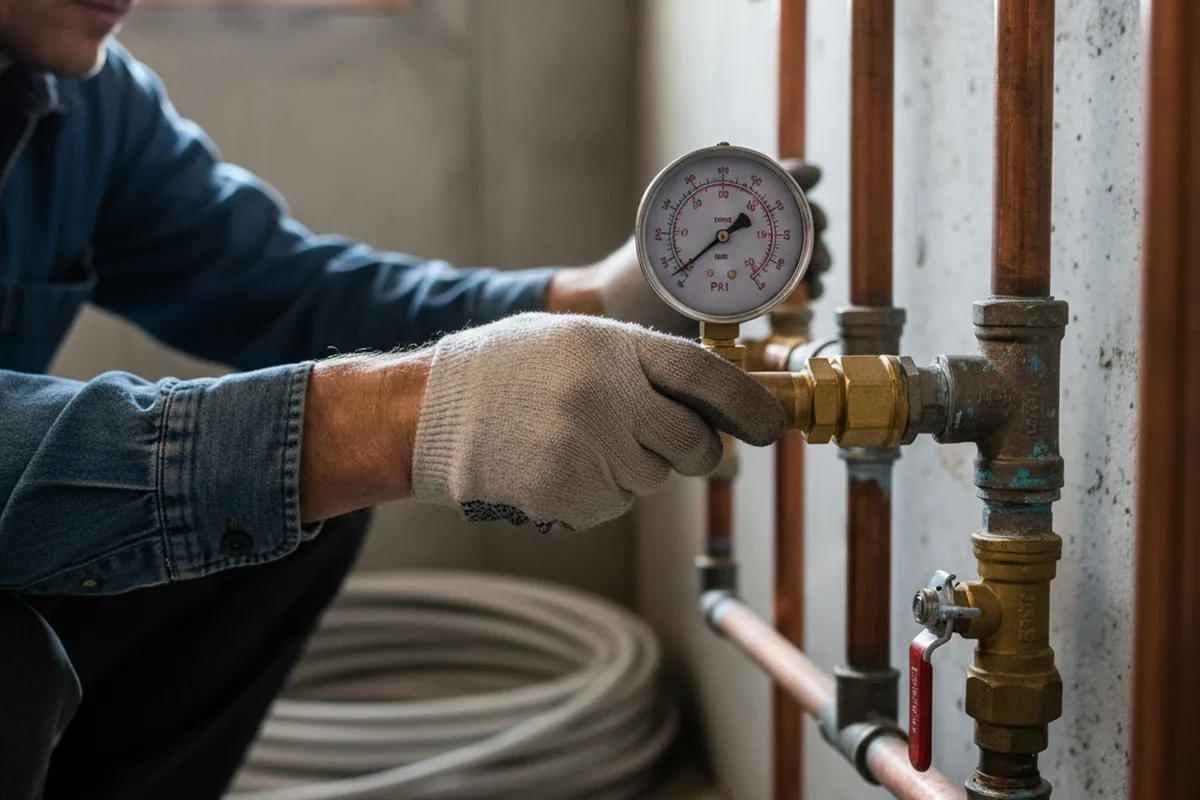 Pressure testing a repaired line during Water Line Repair in Sumter